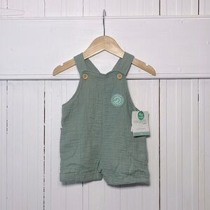 LITTLE PLANET NWT 100% Organic Cotton Neutral Olive Muslin Romper Shortalls